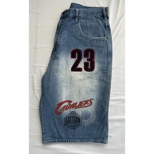 VTG Y2K UNK LeBron James Cleveland Cavaliers Denim NBA Shorts BIG BAGGY Size 42